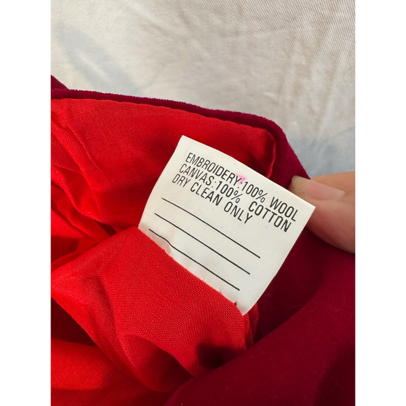 Vtg Christmas Stocking‎ Wool Needlepoint Old World Santa Animals Embroidered - Picture 4 of 4